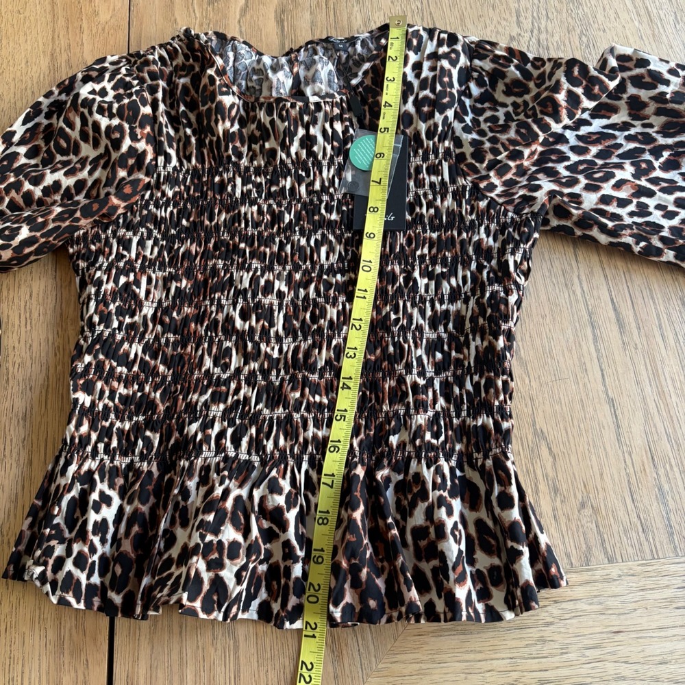 $198 NWT Rails Tabi Nala Leopard Print Smocked Peplum Top Sz M Festival Western - Picture 10 of 10